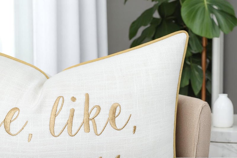 YugTex Romantic Couple Love Sentiment Embroidered Decorative Sayings Lumbar Accent Throw Pillowcase - Really Pretty Phrase Decor for Wedding, Anniversary, Valentine - 12x20 Inches, Ivory - Image 2